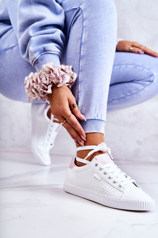 Tenisky z prírodnej kože BIG STAR HH274073 Bielo-ružová farba Tenisky z prírodnej kože BIG STAR HH274073 Bielo-ružová farba