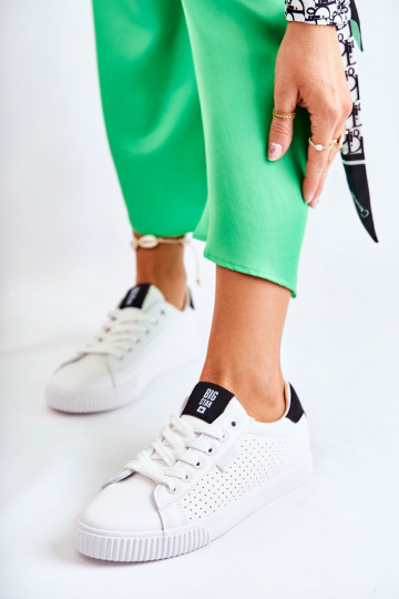 Tenisky z prírodnej kože BIG STAR HH274071 Bielo-čierna farba 2