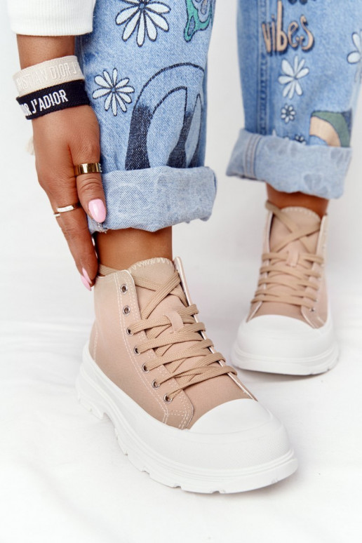 svetlohnedé topánky na voľný čas Trissy so širokou podrážkou svetlohnedé topánky na voľný čas Trissy so širokou podrážkou