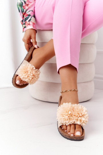 Papuče béžové Flowerbomb