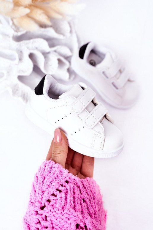 Detské tenisky s nalepovacím zapínaním Bielo-čierna farba California