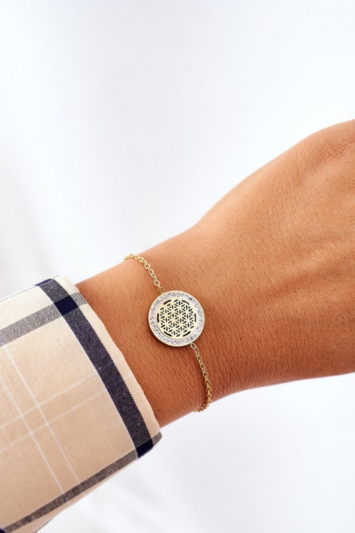 Náramok s trblietavými očkami v zlatej farbe