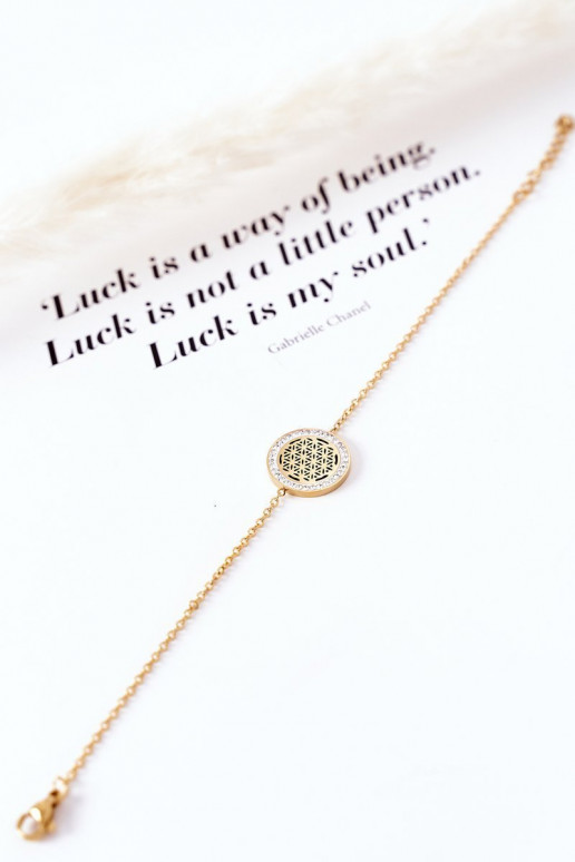 Náramok s trblietavými očkami v zlatej farbe