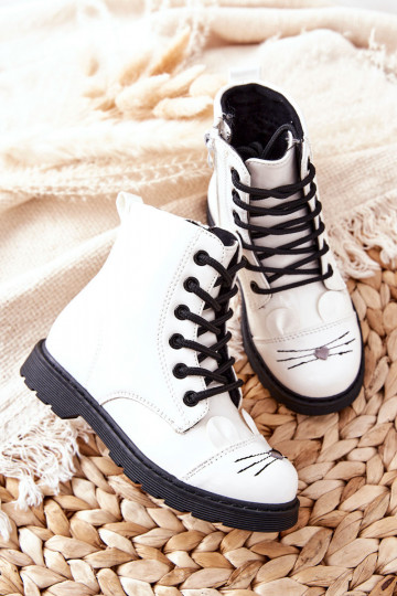 vyhrievané čižmy na zips v bielej farbe Mousie 2