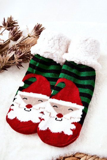 Vianočné dlhé ponožky Santa Claus Čierno-zelené