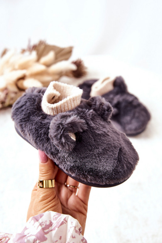 Vyhrievané papuče so sťahovacím zapínaním v sivej farbe Dessi Vyhrievané papuče so sťahovacím zapínaním v sivej farbe Dessi