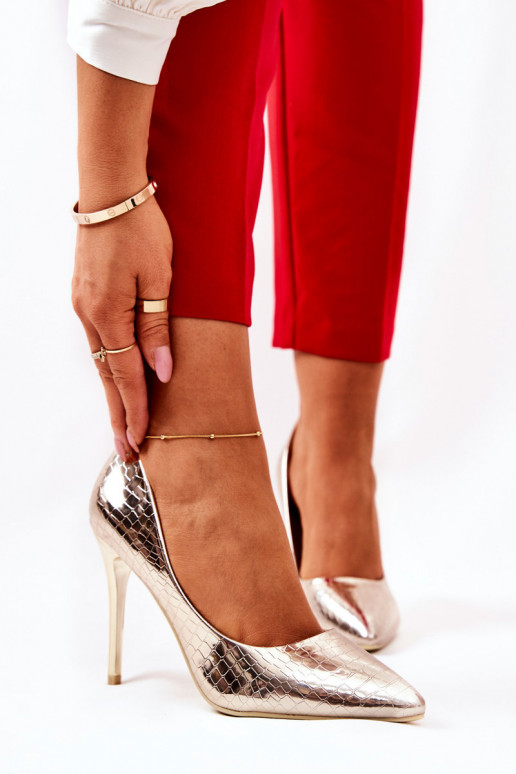 Tissoria zlatá hadia potlač na vysokých podpätkoch Tissoria zlatá hadia potlač na vysokých podpätkoch