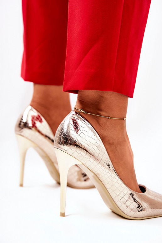 Tissoria zlatá hadia potlač na vysokých podpätkoch Tissoria zlatá hadia potlač na vysokých podpätkoch