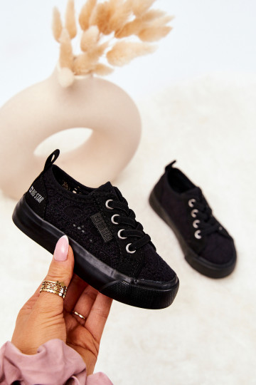 voľnočasová obuv s prelamovanými prvkami Big Star JJ374133 čiernej farby