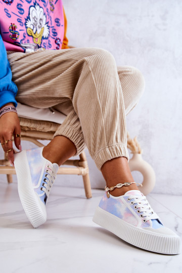 modro-ružové tenisky Mischa na plochej podrážke s platformou 2