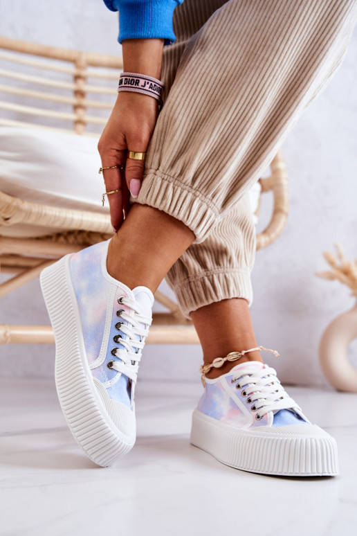 modro-ružové tenisky Mischa na plochej podrážke s platformou modro-ružové tenisky Mischa na plochej podrážke s platformou