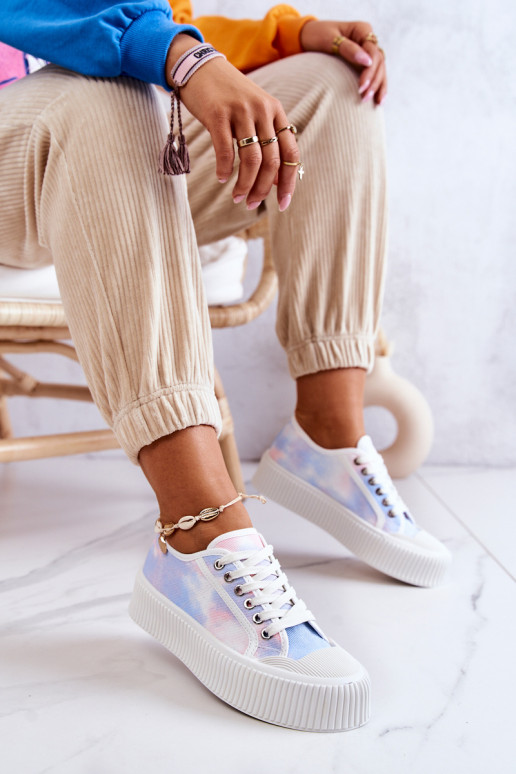 modro-ružové tenisky Mischa na plochej podrážke s platformou modro-ružové tenisky Mischa na plochej podrážke s platformou