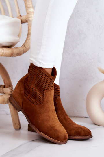 Semišové čižmy so skrytou platformou v hnedej farbe Solene