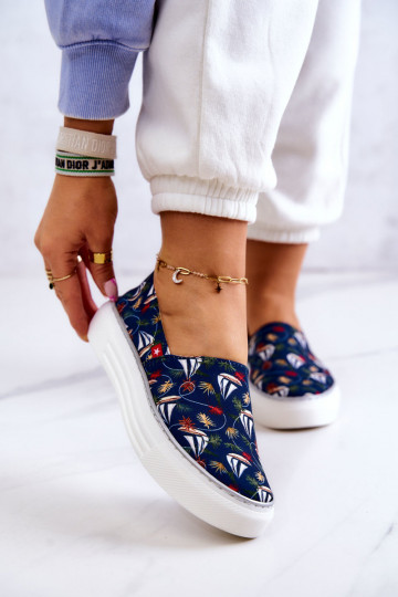 Tenisky Slip On Memory Foam Big Star JJ276016 tmavomodré 2