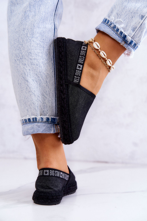 Látkové espadrilky odolného modelu Big Star JJ274878 v čiernej farbe Látkové espadrilky odolného modelu Big Star JJ274878 v čiernej farbe