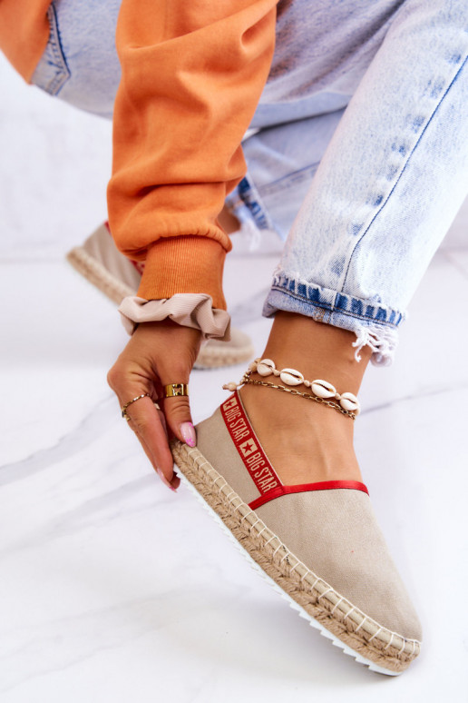 Látkové espadrilky odolného modelu Big Star JJ274879 béžovej farby Látkové espadrilky odolného modelu Big Star JJ274879 béžovej farby