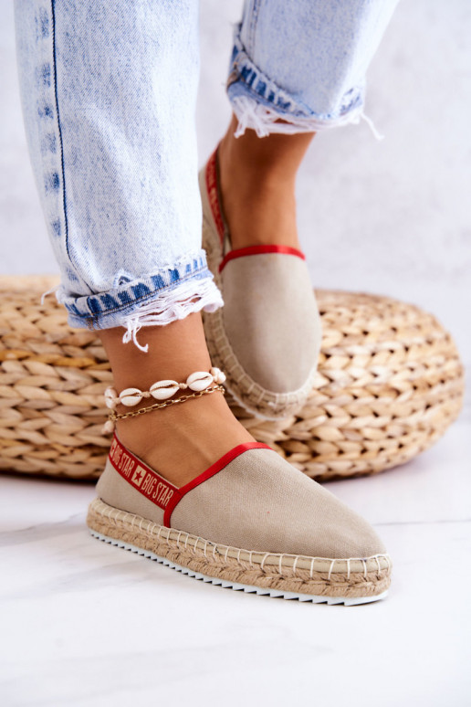 Látkové espadrilky odolného modelu Big Star JJ274879 béžovej farby Látkové espadrilky odolného modelu Big Star JJ274879 béžovej farby