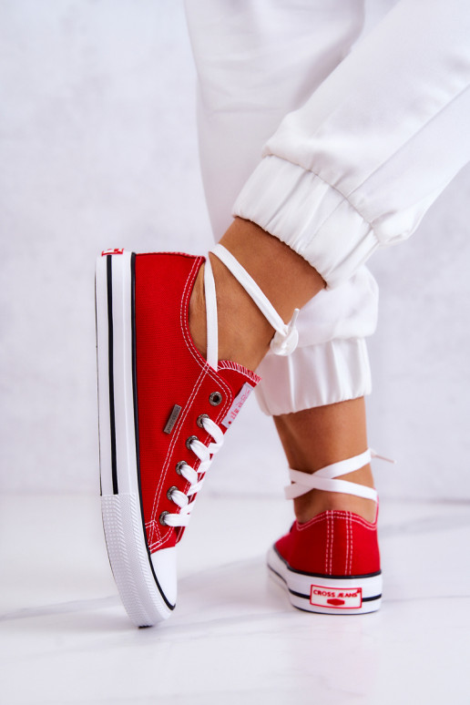 Klasický model voľnočasovej obuvi Cross Jeans JJ2R4010C červenej farby