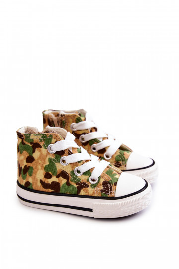 Detská voľnočasová obuv na podrážke so zipsom béžovo-zelená Filemon 2