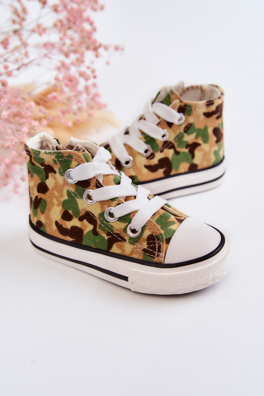 Detská voľnočasová obuv na podrážke so zipsom béžovo-zelená Filemon Detská voľnočasová obuv na podrážke so zipsom béžovo-zelená Filemon