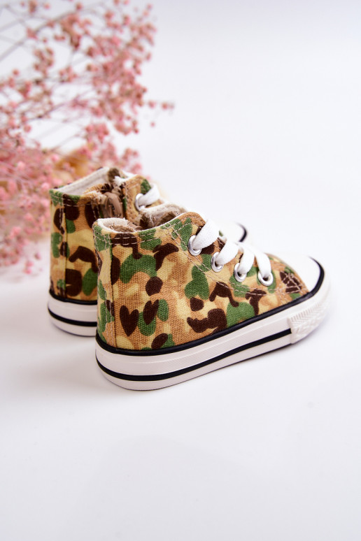 Detská voľnočasová obuv na podrážke so zipsom béžovo-zelená Filemon Detská voľnočasová obuv na podrážke so zipsom béžovo-zelená Filemon