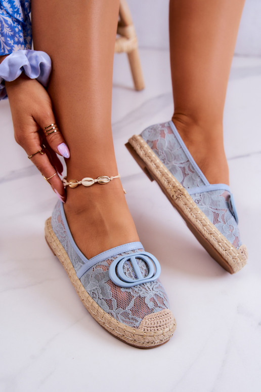 Espadrilky vyrobené z čipky s ornamentami v modrej farbe Summer Dream Espadrilky vyrobené z čipky s ornamentami v modrej farbe Summer Dream