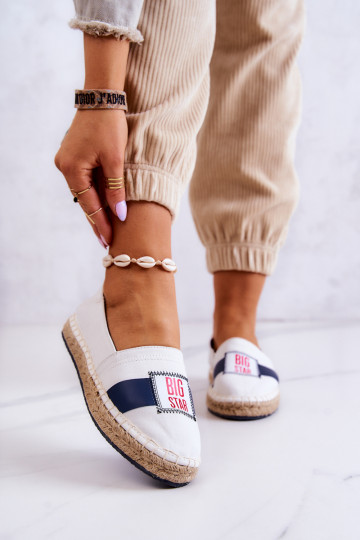 Štýlové Slip On espadrilky Big Star JJ274964 Bielo-tmavomodré
