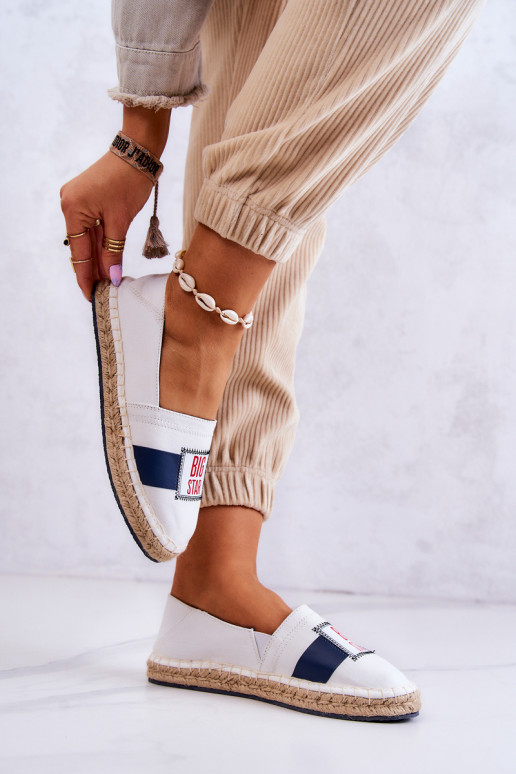 Štýlové Slip On espadrilky Big Star JJ274964 Bielo-tmavomodré Štýlové Slip On espadrilky Big Star JJ274964 Bielo-tmavomodré