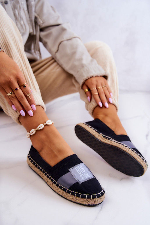 Štýlové Slip On espadrilky Big Star JJ274963 čierne Štýlové Slip On espadrilky Big Star JJ274963 čierne