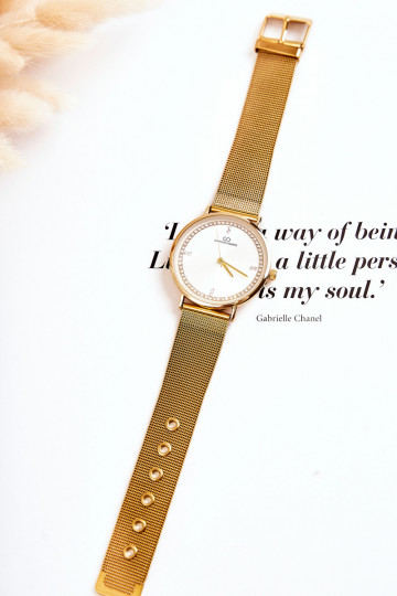 Dámske hodinky Giorgio & Dario s trblietavými očkami v zlatej farbe 2