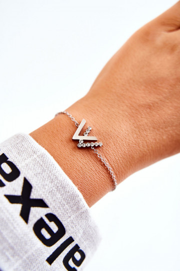 Náramok s retiazkou s trblietavými očkami, striebornej farby 2