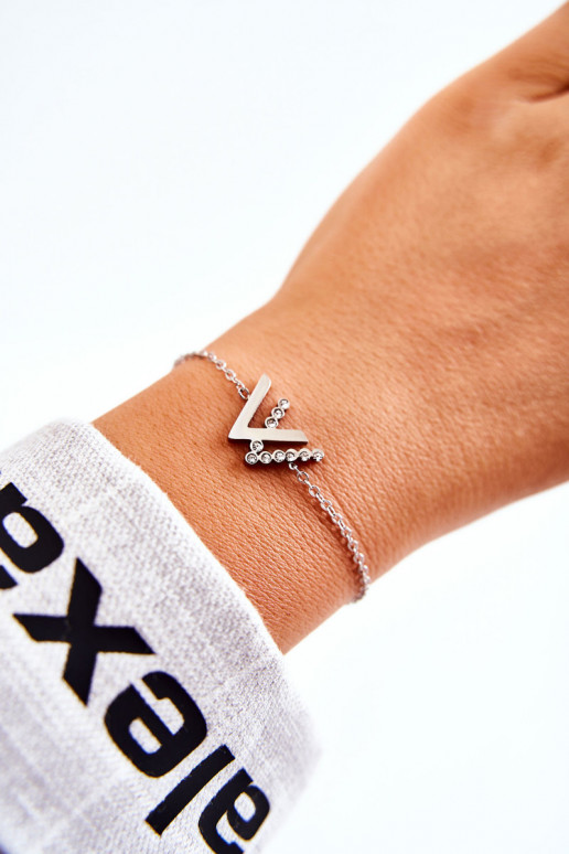 Náramok s retiazkou s trblietavými očkami, striebornej farby Náramok s retiazkou s trblietavými očkami, striebornej farby