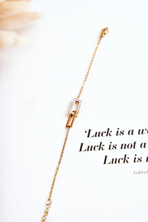 Dámsky náramok s trblietavými očkami zlatej farby Dámsky náramok s trblietavými očkami zlatej farby