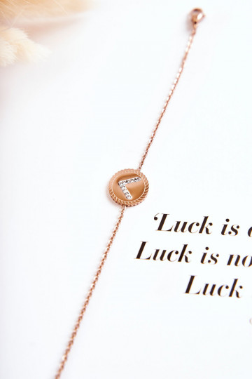 Dámsky náramok s ornamentami a zirkónovými očkami v ružovom zlate