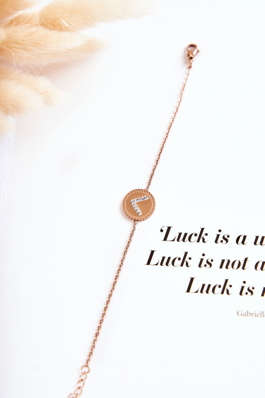 Dámsky náramok s ornamentami a zirkónovými očkami v ružovom zlate Dámsky náramok s ornamentami a zirkónovými očkami v ružovom zlate