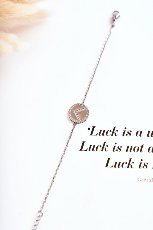 Dámsky náramok s ornamentami a zirkónovými očkami striebornej farby Dámsky náramok s ornamentami a zirkónovými očkami striebornej farby