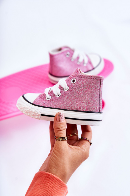 Kožené tenisky Catrina na podpätku v ružovej farbe