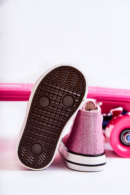 Kožené tenisky Catrina na podpätku v ružovej farbe