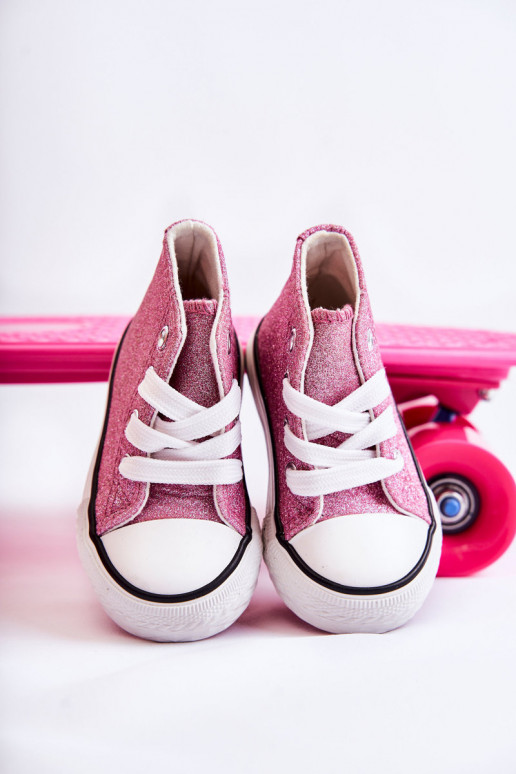 Kožené tenisky Catrina na podpätku v ružovej farbe