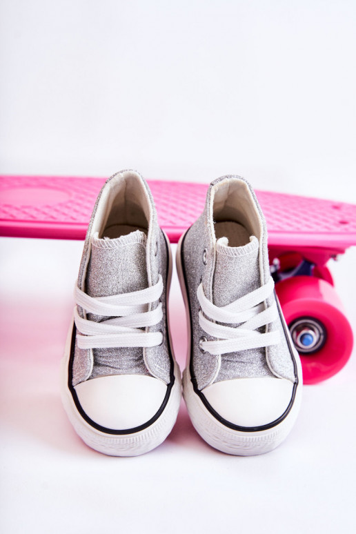 Kožené tenisky Catrina striebornej farby