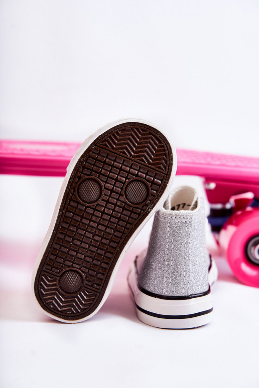 Kožené tenisky Catrina striebornej farby