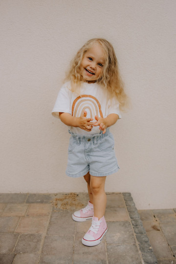 Detská voľnočasová obuv na podpätku ružovej farby Mona 2