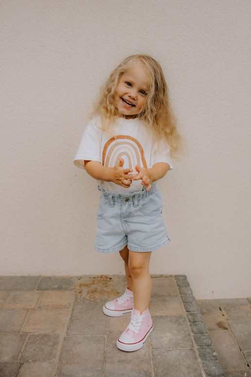 Detská voľnočasová obuv na podpätku ružovej farby Mona