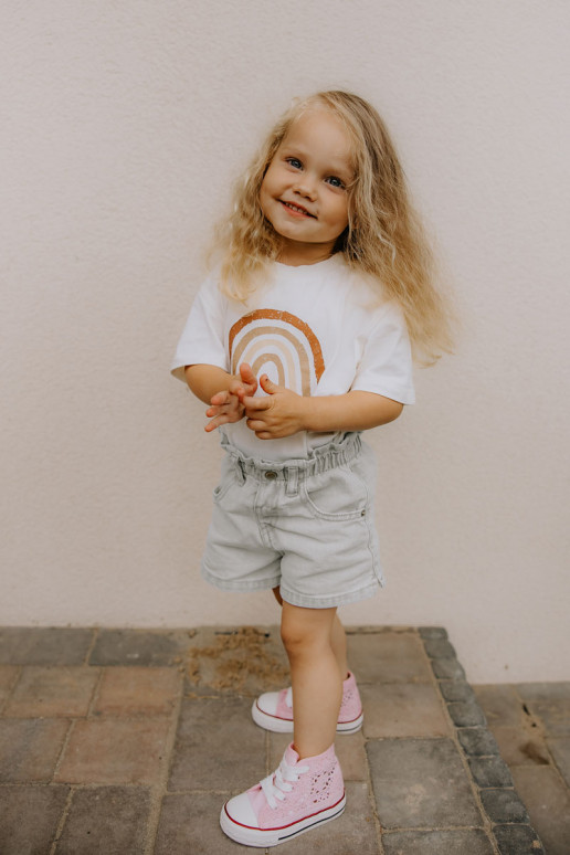 Detská voľnočasová obuv na podpätku ružovej farby Mona