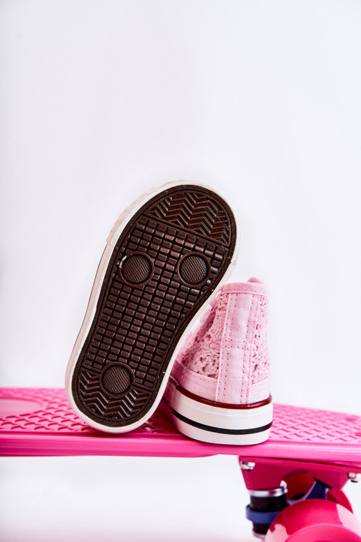 Detská voľnočasová obuv na podpätku ružovej farby Mona