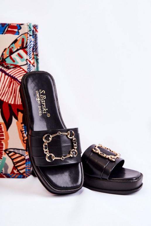 Módne kožené papuče v čiernej farbe Adaline Módne kožené papuče v čiernej farbe Adaline