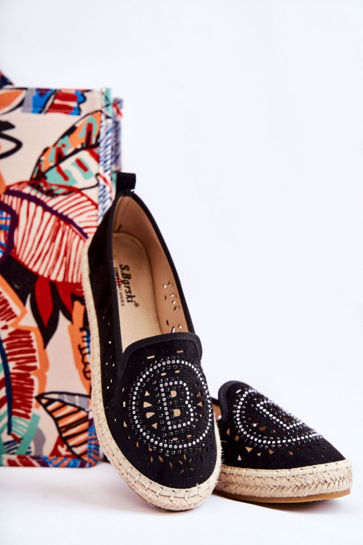 s prelamovanými prvkami Espadrilky nápadného modelu v čiernej farbe Meredith s prelamovanými prvkami Espadrilky nápadného modelu v čiernej farbe Meredith