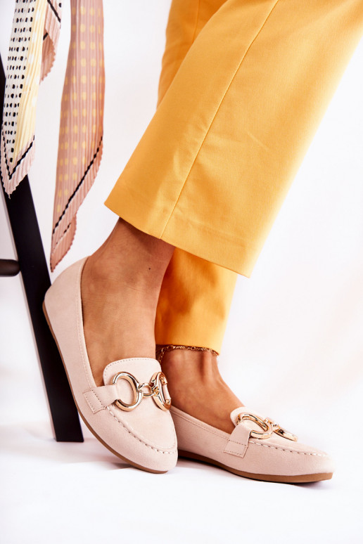 Mokasíny s ornamentami béžová Reality