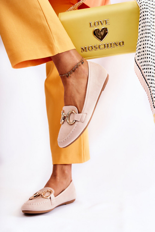 Mokasíny s ornamentami béžová Reality