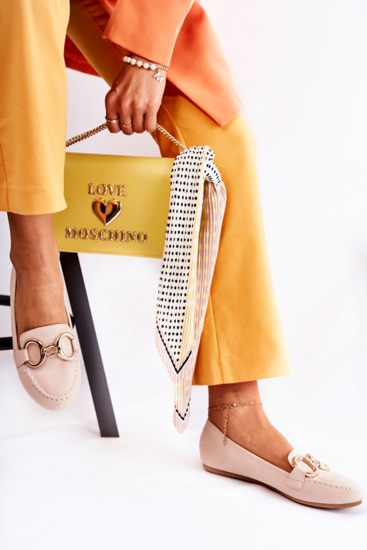 Mokasíny s ornamentami béžová Reality